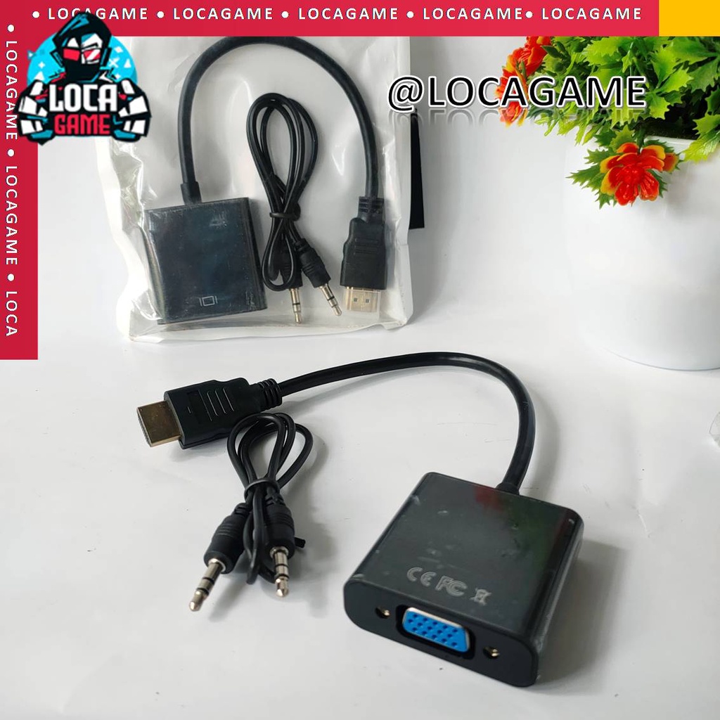CONVERTER HDMI TO VGA + AUDIO | KONEKTOR KABEL HDMI TO VGA PLUS AUDIO KABEL