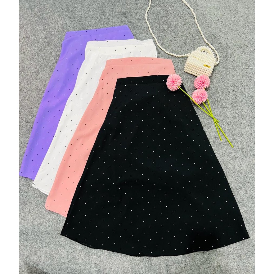 Jimmedy.id - Skirt Anak/Rok Anak Perempuan Polkadot Bahan Woolpeach Premium Untuk Usia 3-9 Tahun