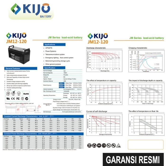 BATERAI UPS VRLA 12V120AH KIJO / BATTERY AKI KERING 120 AH ACCU