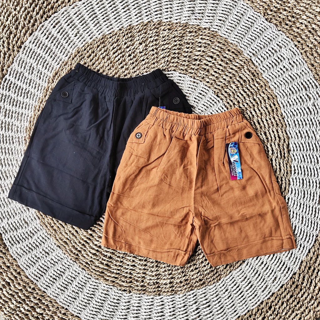 Hotpant celana pendek atas lutut cewek abg 3/4 Katun Rami / kolor pendek sepaha remaja wanita murah adem
