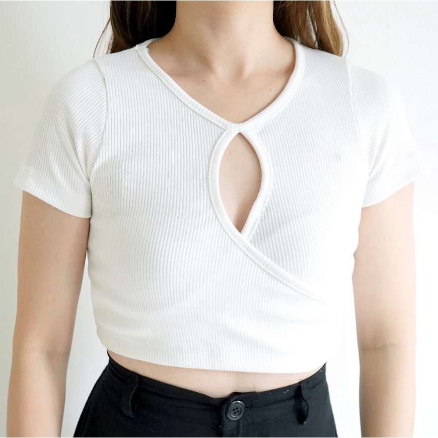 CAVALU Korean Knit Crop Top Wanita Korea Crop Tee 155