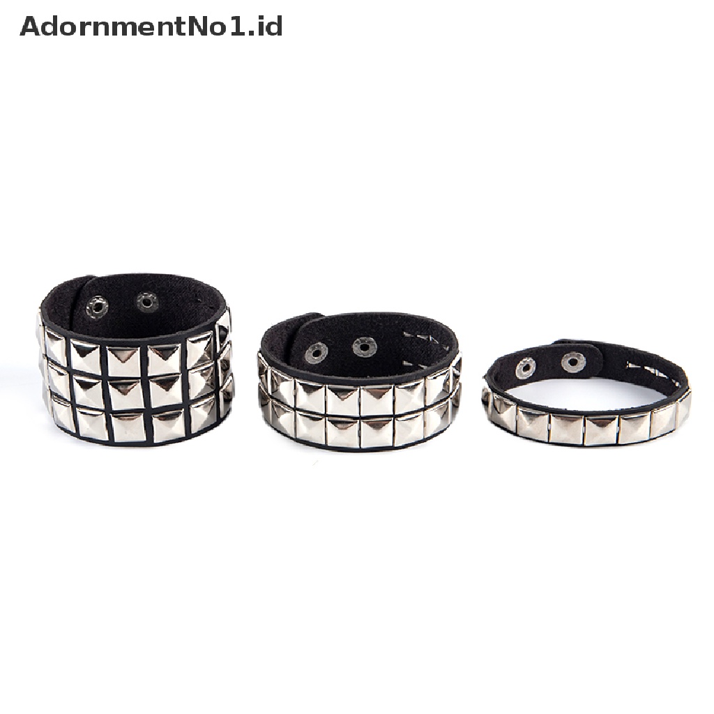 [AdornmentNo1] Unik Rivet Stud Manset Lebar Punk Gothic Rock Unisex Bangle Gelang Pria Perhiasan [ID]