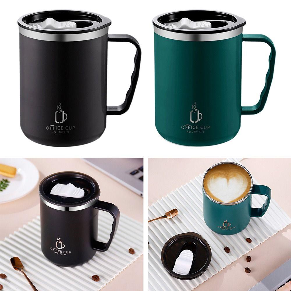 Solighter Mug Kopi Anti Bocor Stainless Steel Dengan Gagang Dan Tutup Travelling Cup