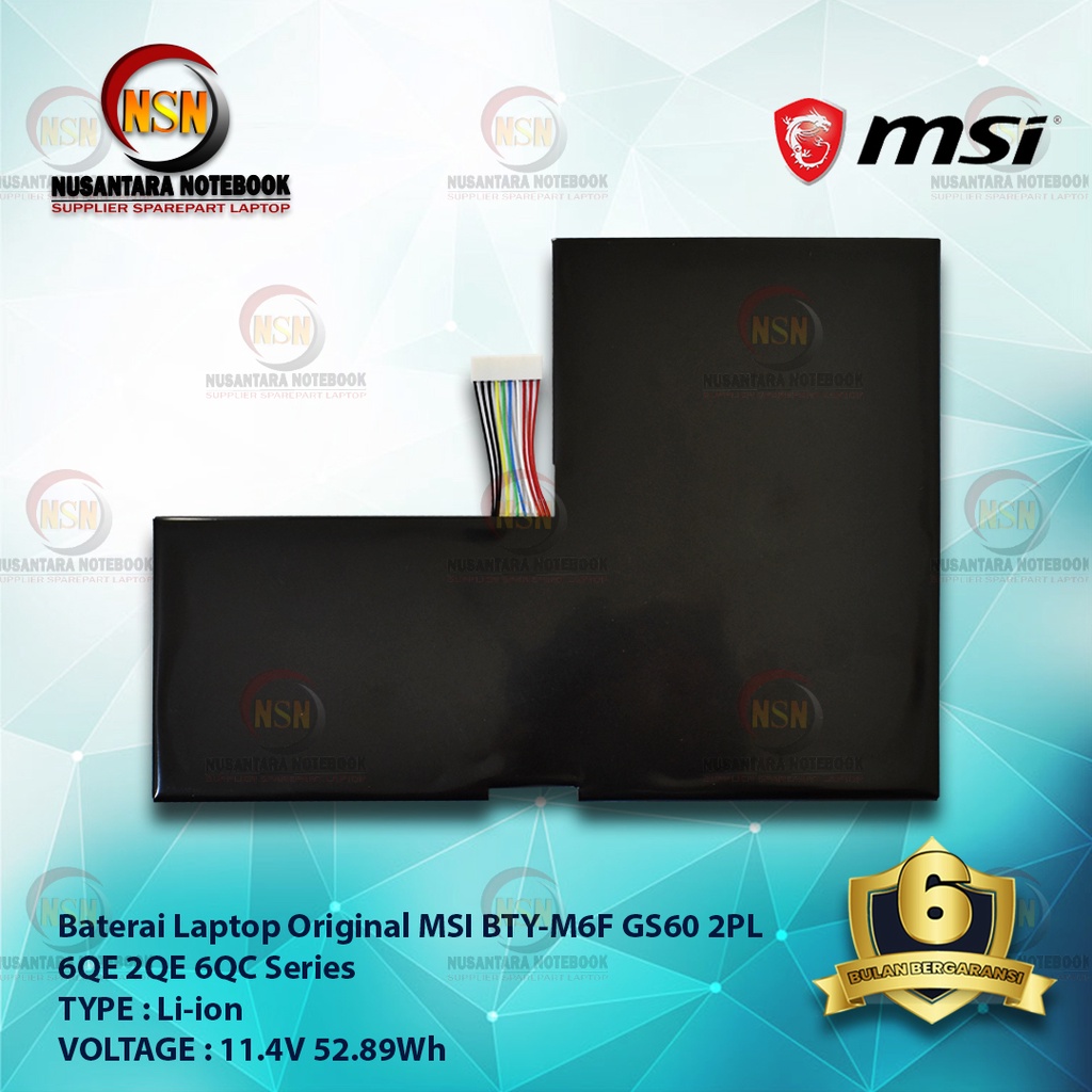 Baterai Original MSI BTY-M6F GS60 2PL 6QE 2QE 6QC Series 11.4V 52.89WH