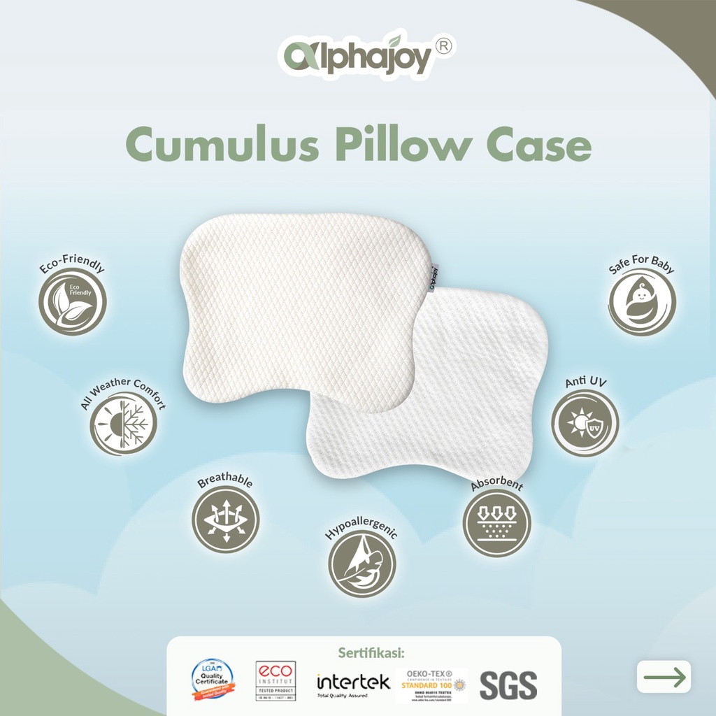 ALPHAJOY CUMULUS ORGANIC COTTON BABY PILLOW CASE