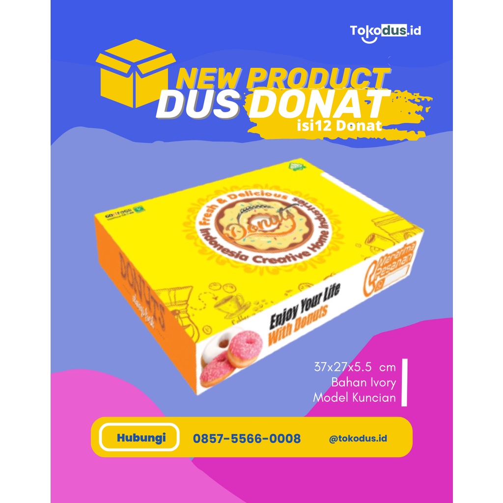 Dus Donat isi 12 | Box Donat Besar | Kemasan Donat murah | Kotak Donat (9 pcs)