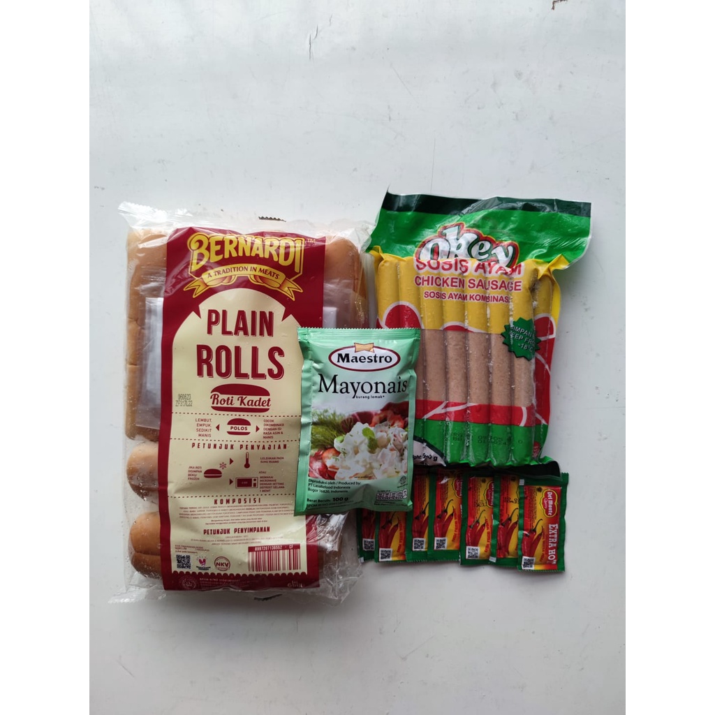 

(PAKET) BERNARDI hotdog jumbo + OKEY sosis ayam 500gr