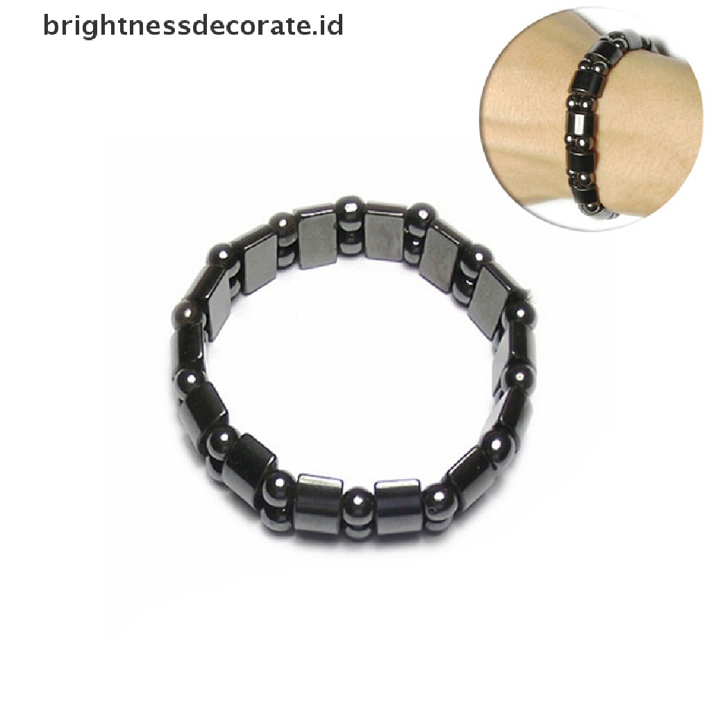 [Birth] New Weight Loss Round Black Stone Bracelet Perawatan Kesehatan Gelang Terapi Magnet [ID]