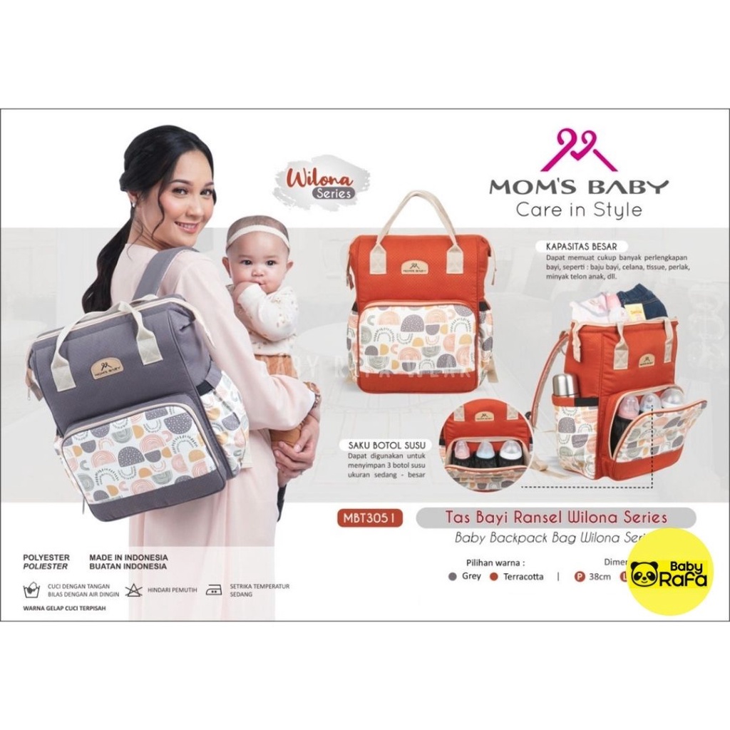 Tas Bayi Ransel Baby Backpack Bag WILONA SERIES merk MOMS BABY MBT3051