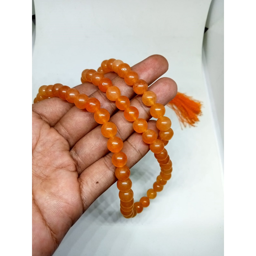 CLW Tasbih Batu Giok Kuning Natural Dimensi 8MM Isi 99 Butir COD