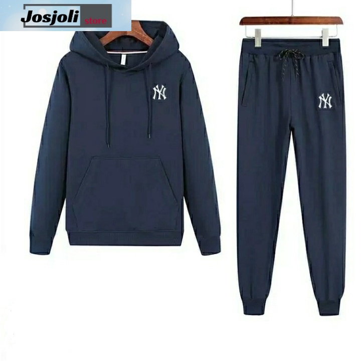 JOSJOLI_STORE/Stelan NY/Satu Stel Pria Dewasa Atasan Hoodie dan Bawahan Joger/Fit to L