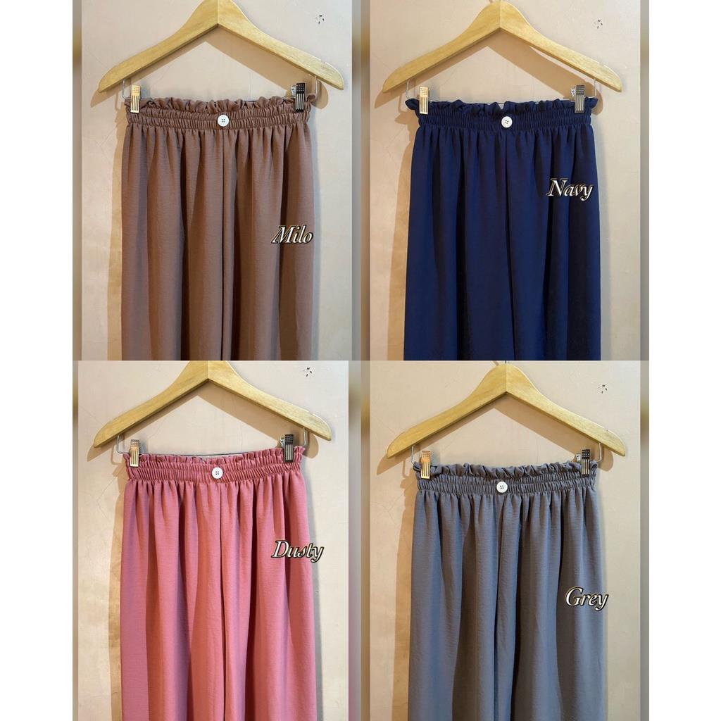 YA 836 - Kulot Crinkle Kancing 1 Dobby Pants low Crincle Airflow Crepe Celana Kulot Wanita