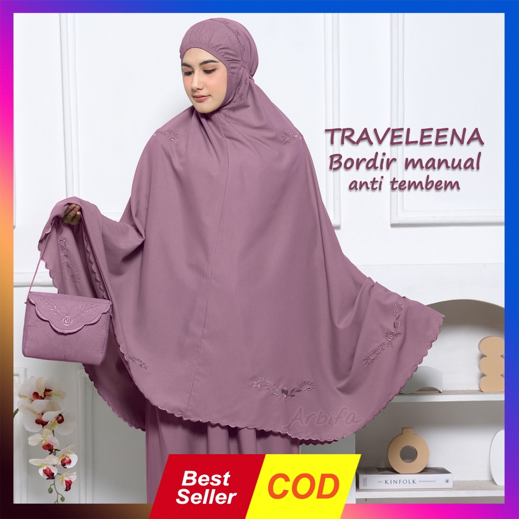 Mukena Travel Bordir Manual Jumbo Dewasa Traveling Khodijah Traveleena