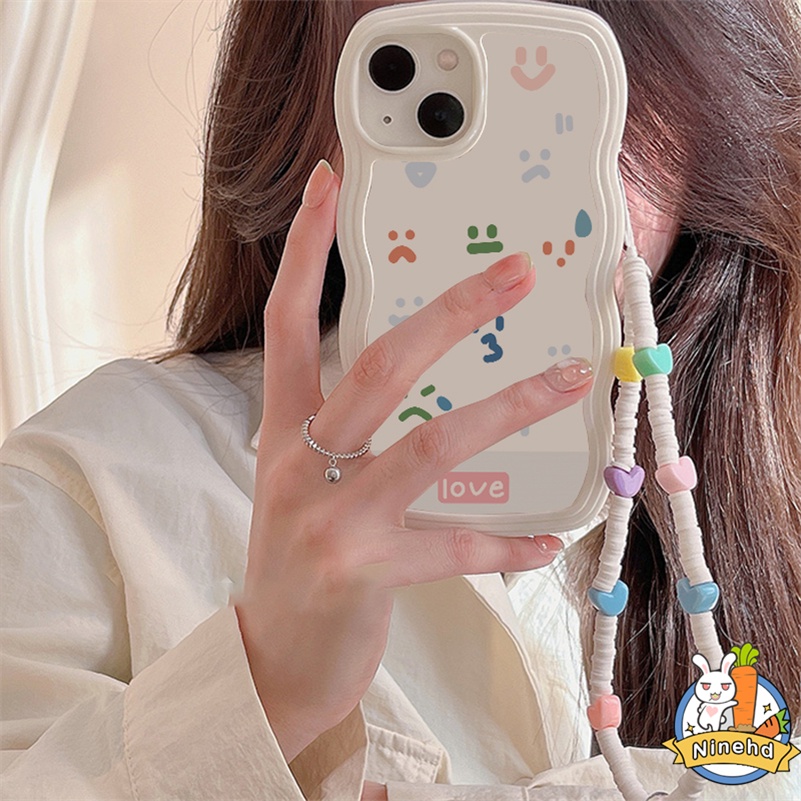 IPHONE Casing Kompatibel Untuk Iphone14 13 12 11 Pro Max X Xr Xs Max Iphone8 7 6 6s Plus Casing Ponsel Smiley Face Sederhana Bingkai Bergelombang Shockproof Silikon Anti-Drop Soft Case Cover Pelindung