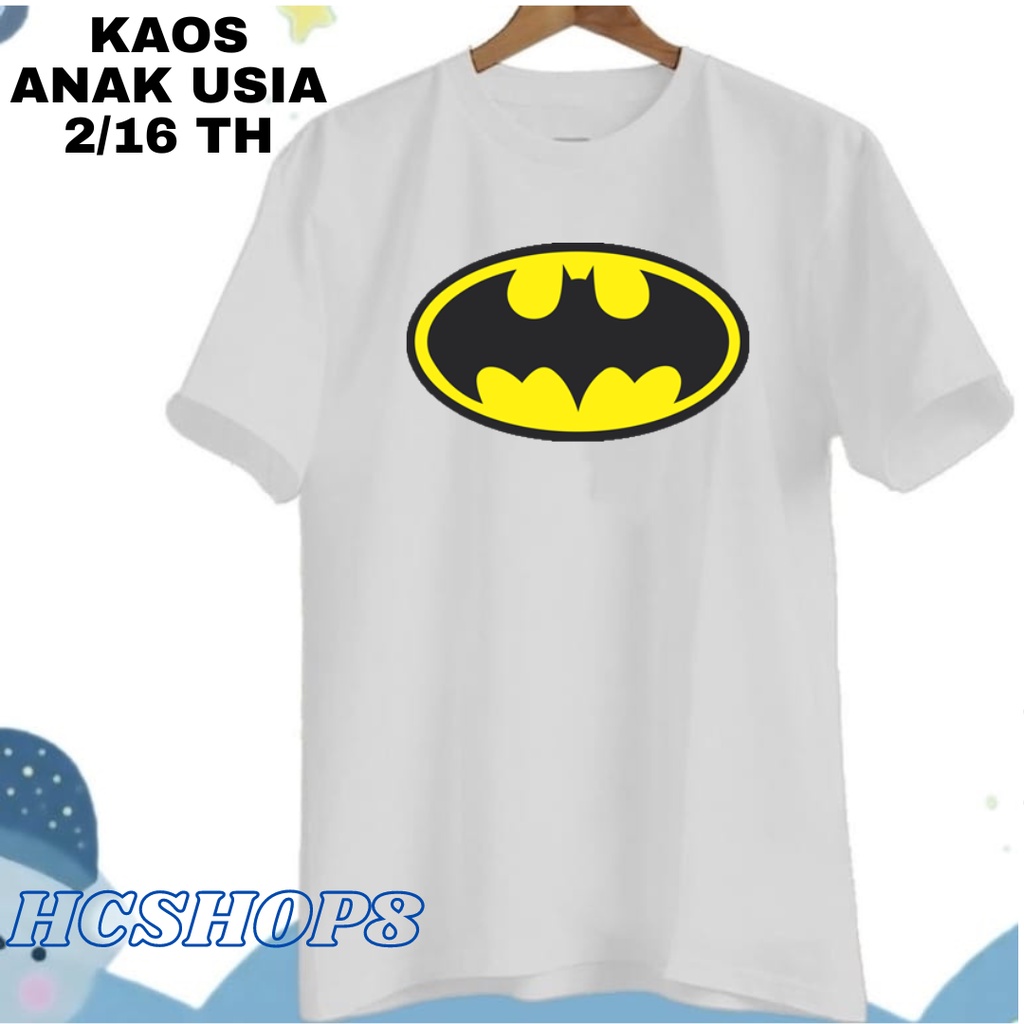 Kaos Anak Gambar Batman Ideal Laki Laki Perempuan Usia 2-16th Unisex Cowok Cewek