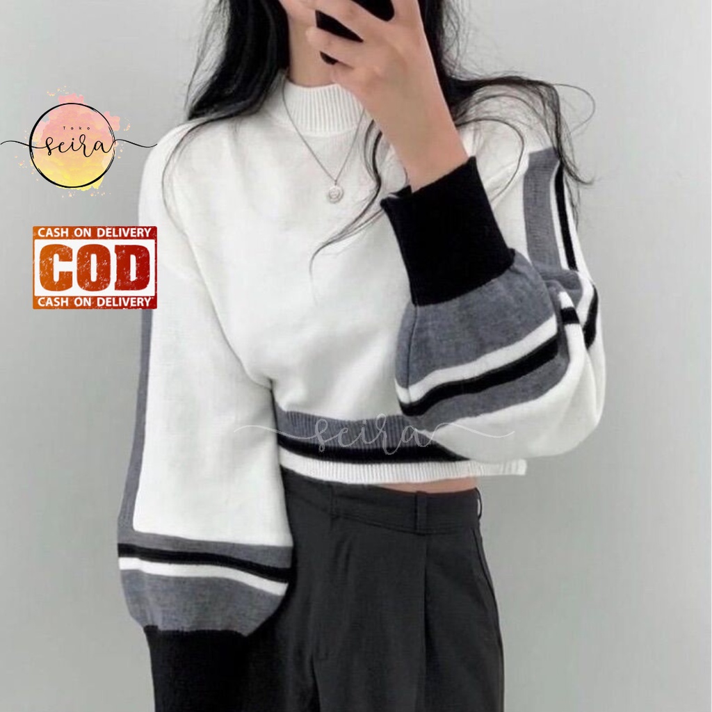 Ayuna Knit Sweater / Sweater Wanita Korea / Sweater Rajut Wanita Terbaru