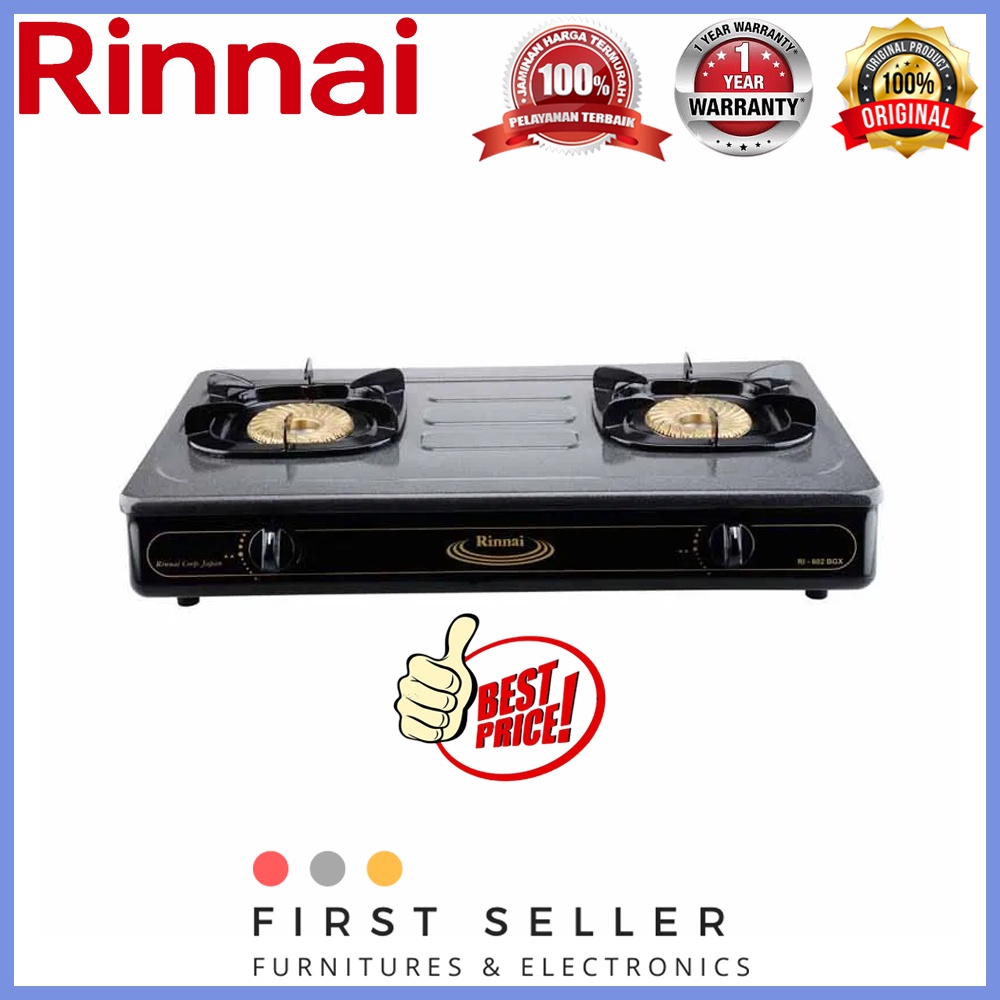 RINNAI KOMPOR RI 602BGX / RI-602BGX (2 TUNGKU) GARANSI RESMI