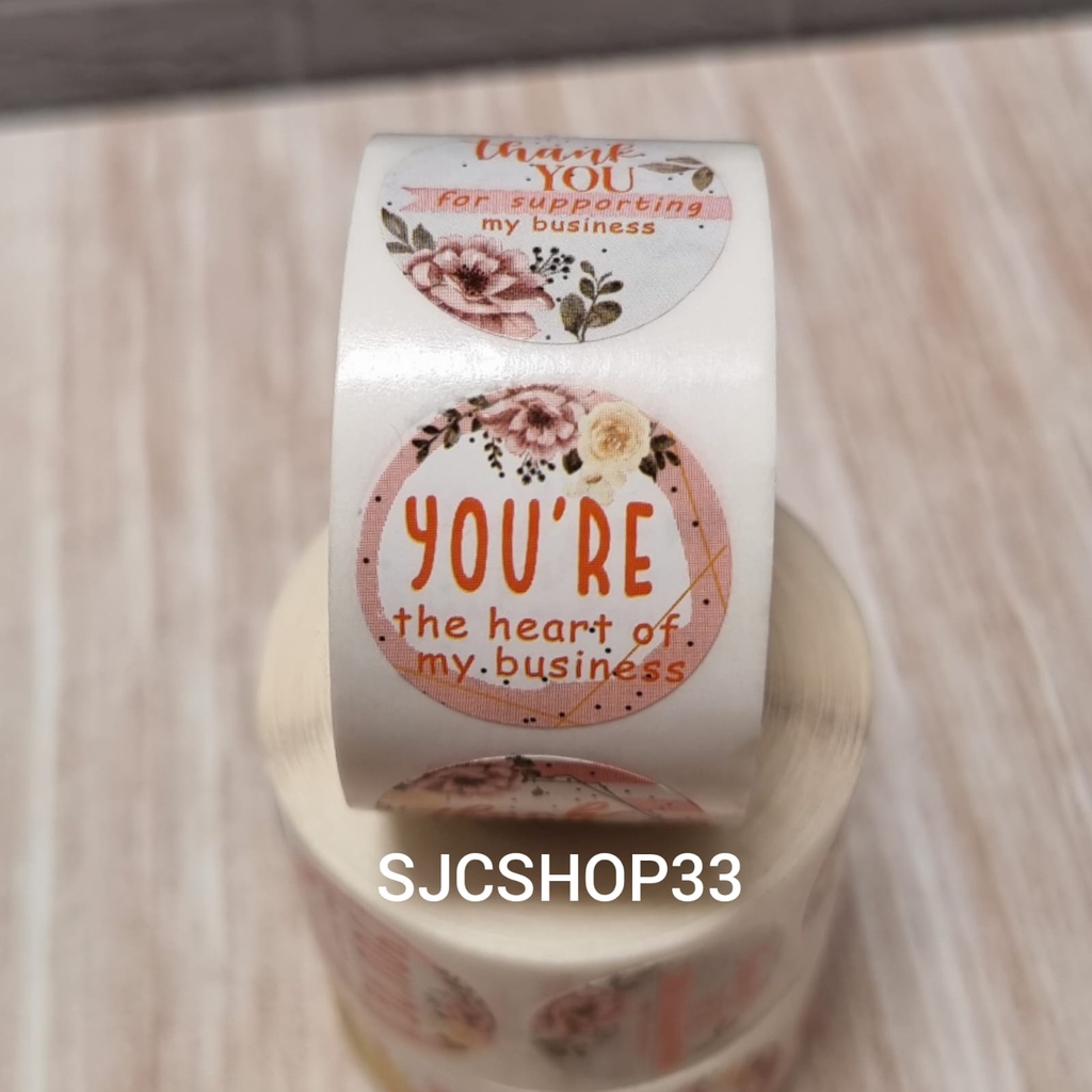 1 roll isi 500 pcs sticker label thank you for order set ukuran 2,5cm