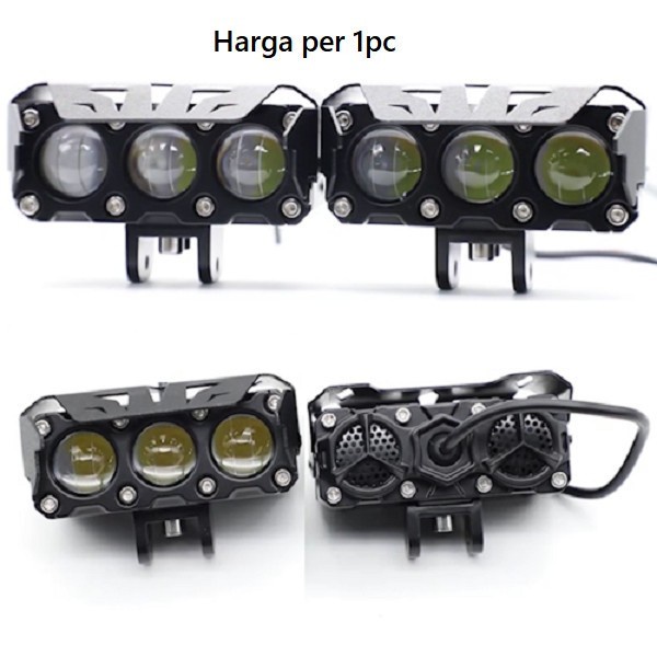 Lampu SQL 3 Mata LED Tembak Laser Foglamp Mobil Motor terang murah original