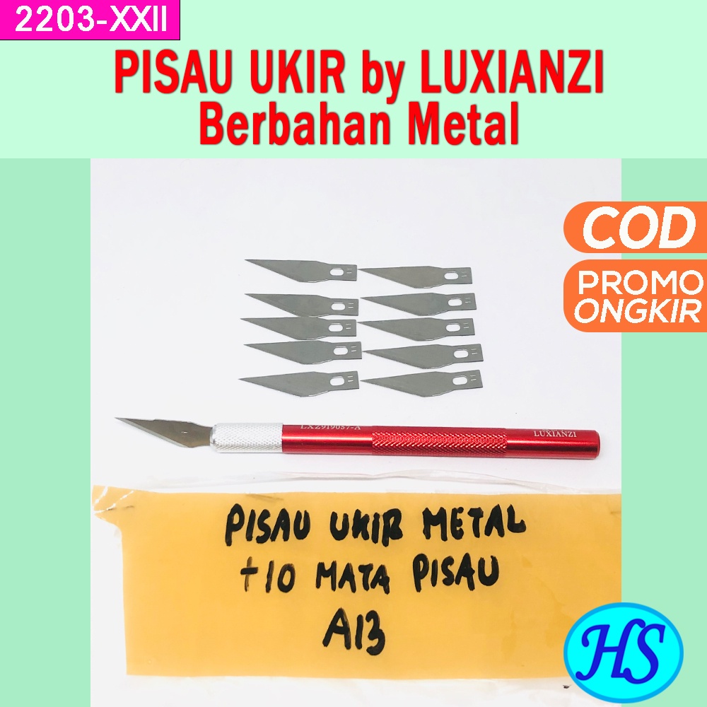 Pisau Ukir Seni Hobby Pen cutter Hobby knife art pen knife METAL (total 11pcs mata pisau) merk LUXIA