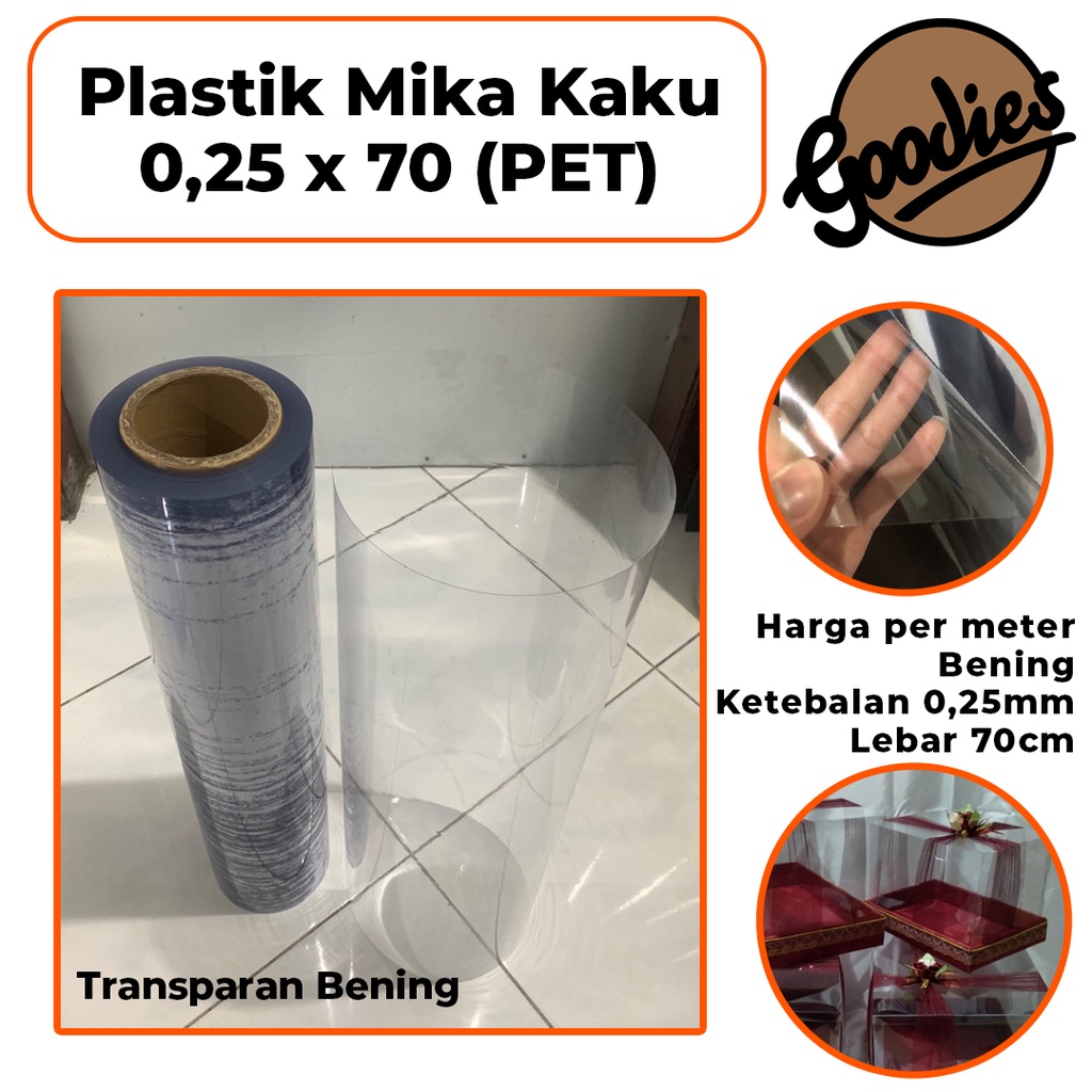 

Plastik Mika Kaku PET [0.25mm x 70cm] Meteran untuk Tutup Seserahan Pernikahan / Hantaran Bening PET Rigid Roll