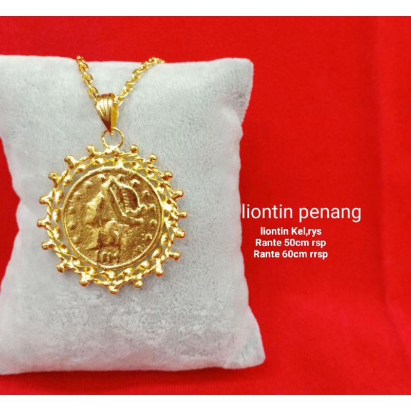 Kalung koin rupiah replika emas Penang 24k, liontin diameter kurang lebih 2cm -4cm (kurang lebih)persis seperti aslinya