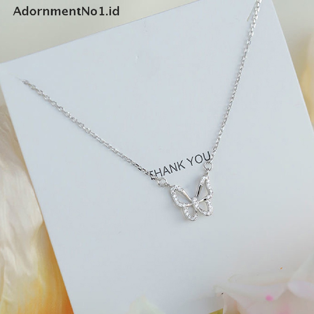 [AdornmentNo1] Kalung Liontin Kupu-Kupu Yang Indah Elegan Kalung Rantai Kristal Silver Untuk Wanita Perhiasan Aksesoris Hadiah [ID]