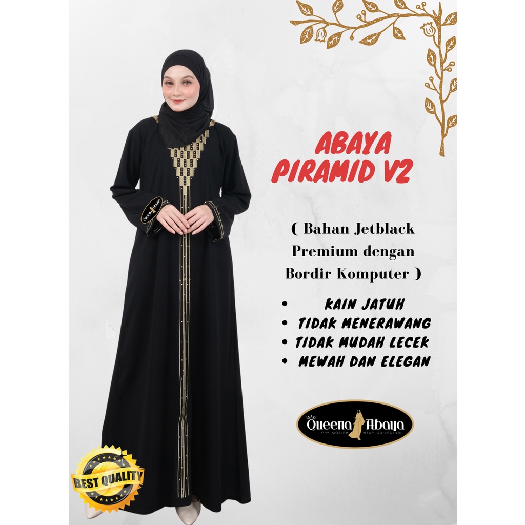 Abaya Hitam Turkey Gamis Wanita Maxi Dress Arab Saudi Bordir Zephy Turki Umroh Dubai Bordir Piramid 