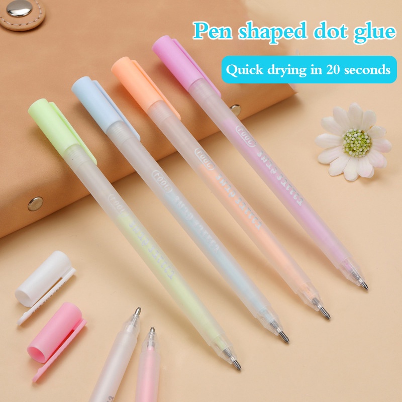 20detik Cepat Kering Lem Pena Portable Dispensing Pen Dot Type Perekat Kreatif Siswa Alat Tulis Manual DIY Stiker Tempel Perekat Lem Warna Permen Solid Glue Stick