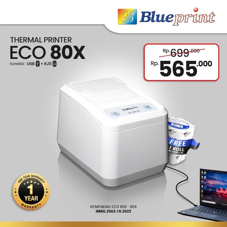 PRINTER THERMAL DESKTOP 80 mm BLUEPRINT ECO80X ECO 80X USB