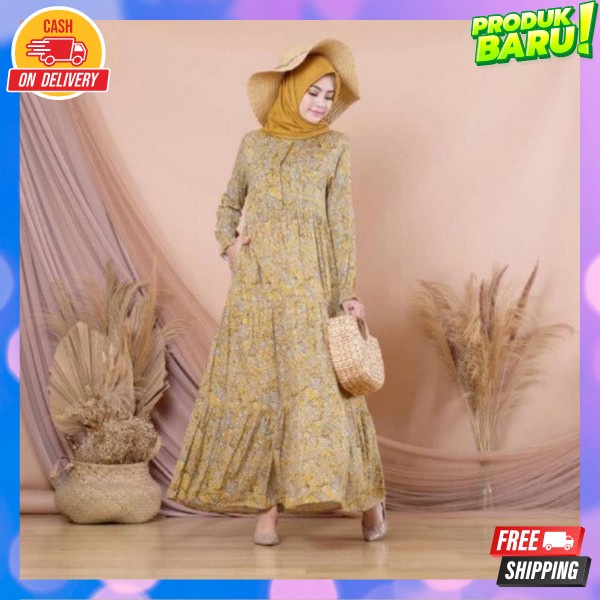 Ghamis Syar'I Wnita Branded Baju Gamis Model Terbaru 2023 Gmis Hari Raya Lebaran Gsmis Ibuibu Dres L
