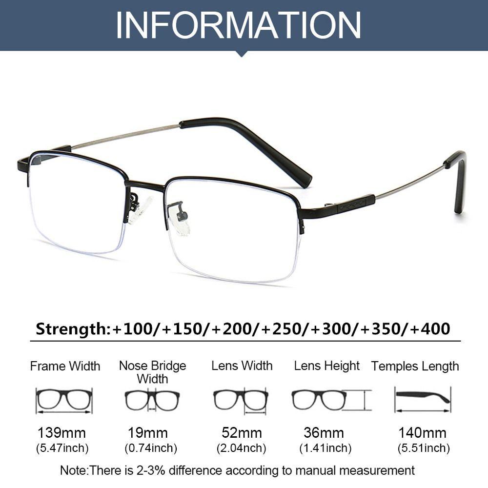 Nanas Bisnis Kacamata Baca Mode Setengah Bingkai Klasik Sederhana Anti-Cahaya Biru