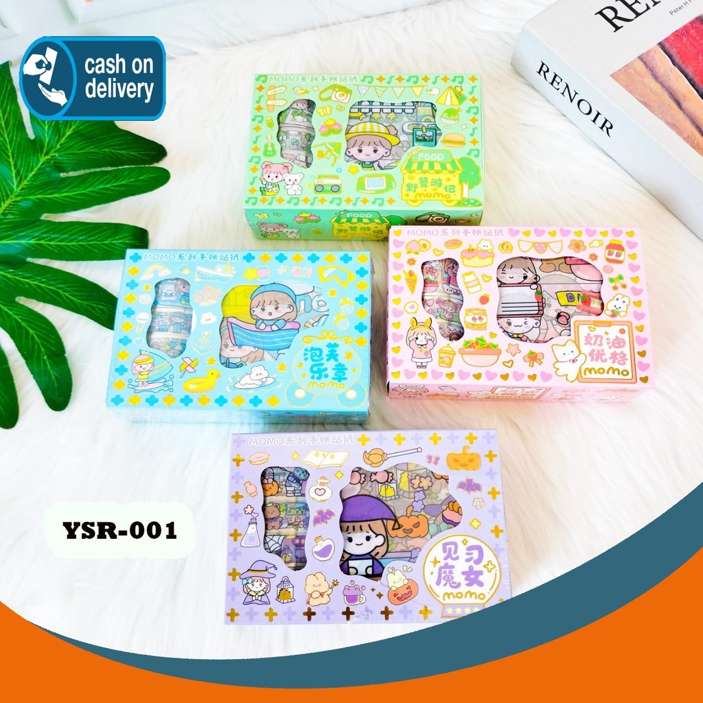 

Sticker BOX SENMU Momo 10 Lembar + 4 PCS Washi Tape YSR-001 Set Daily Manual Cute Pattern Decorative Tape Sticker Gift CRAFT