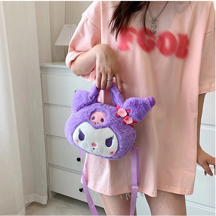 IMPORT TAS SELEMPANG WANITA Sanrio Kuromi Tas Bahu Mewah Kelinci Imut Tas Kurir Boneka Mewah Hadiah Ulang Tahun