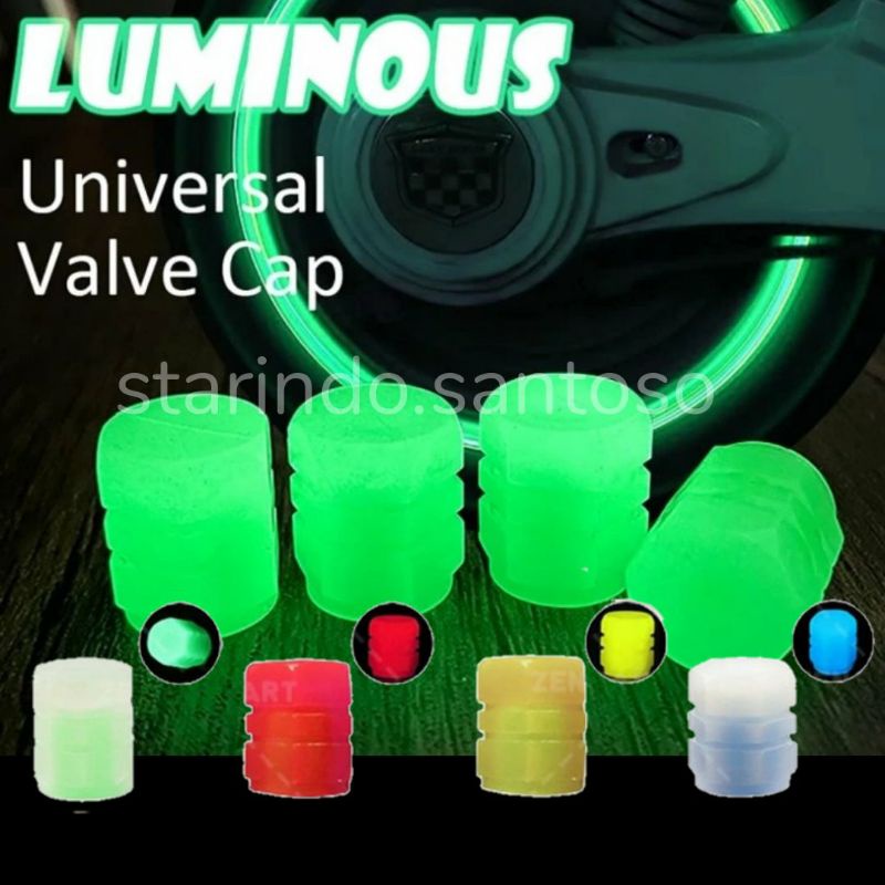 TUTUP PENTIL RODA sepeda ban motor mobil glow in the dark luminous neon