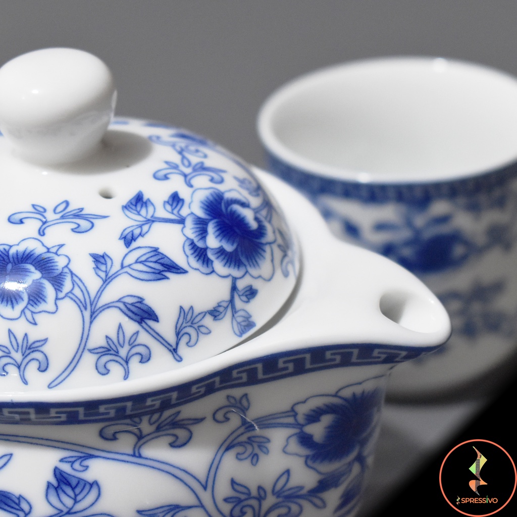 Teko 330ml  + 6 cangkir teh keramik blue &amp; white chinese tea set [705]