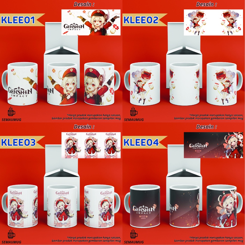 MUG KLEE GENSHIN IMPACT HADIAH KADO GAME LUCU GELAS CANGKIR  PRINT CUSTOM SEMAUMUG