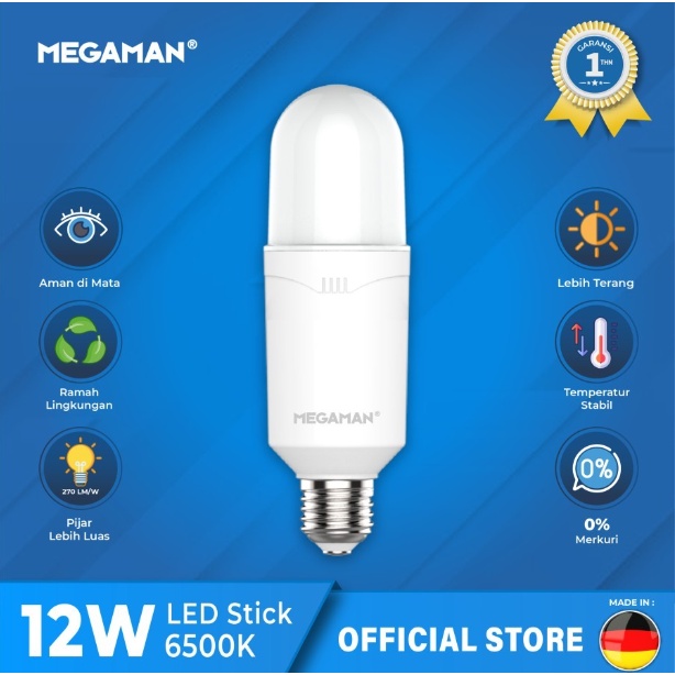 LAMPU LED / BOHLAM MEGAMAN P-BULB YTP45Z1 12W / 12 WATT GARANSI RESMI - 6500K PUTIH