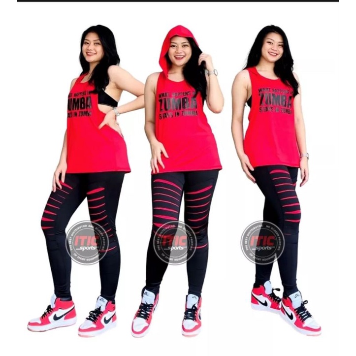 Stelan baju olahraga /stelan senam Zumba Sobek