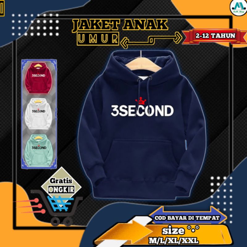 HOODIE ANAK 3SECOND USIA 2 - 12 TAHUN JAKET SWEATTER SWITER ATASAN ANAK LAKI LAKI
