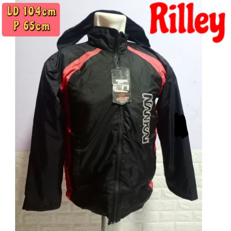 Rilley Branded jaket hoodie jumper pria remaja laki-laki cowok parasut parasit Hitam casual branded 