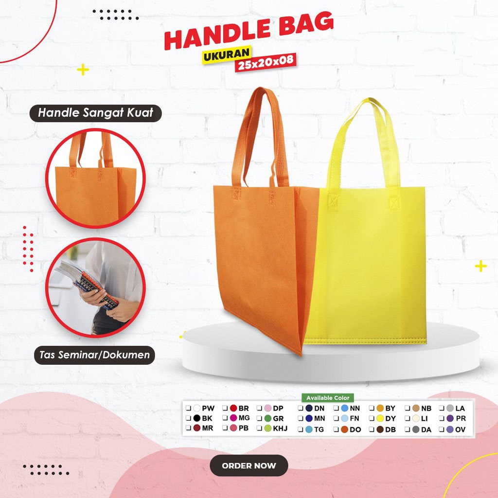

BKN Tas Goodiebag Spunbond HSH 25x20x8 Press Lipat Samping | Tas Souvenir | Tas Event | Tas Promosi | Tas Packaging