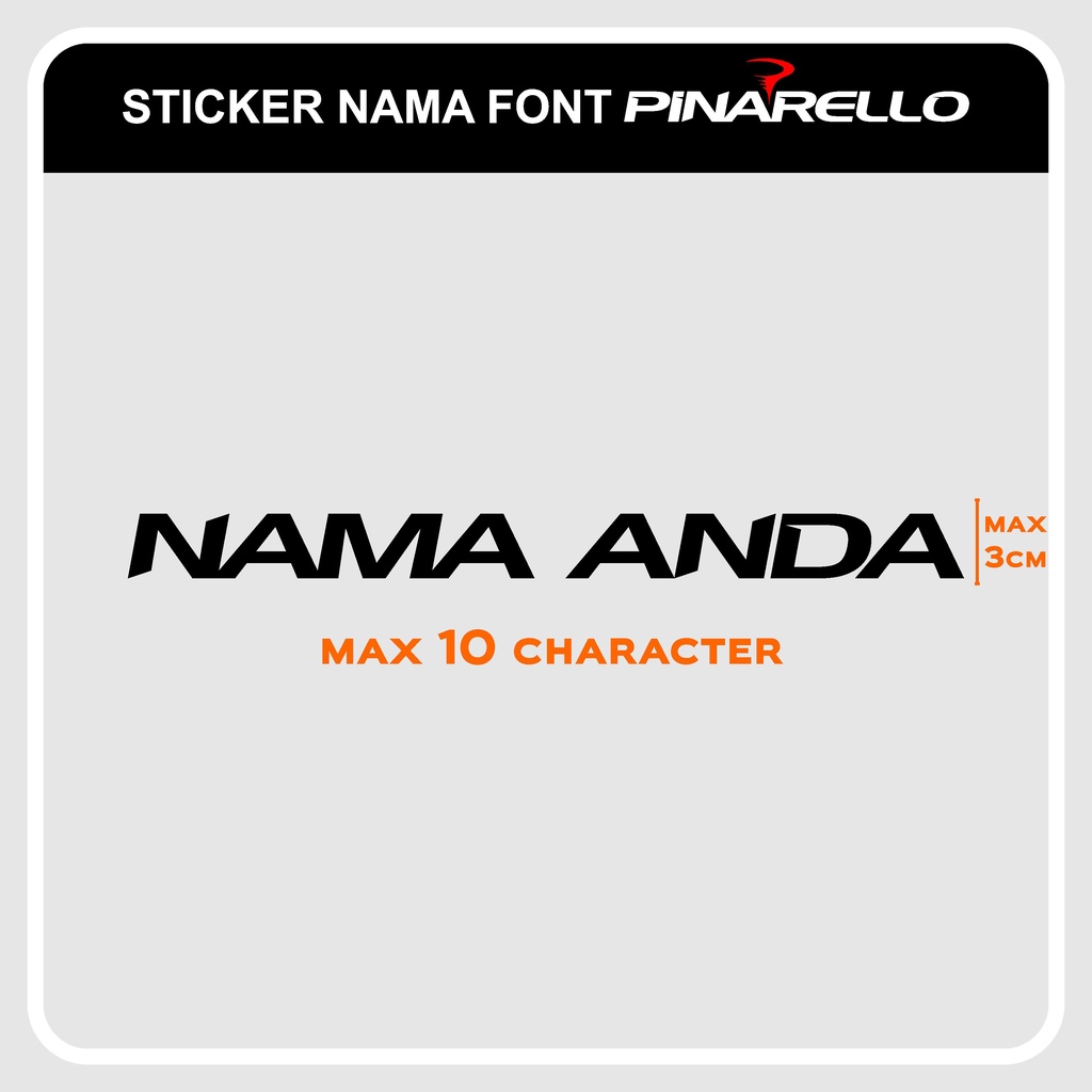 CUTTING STICKER CUSTOM / CUTTING STICKER SEPEDA / STIKER NAMA PINARELLO FONT