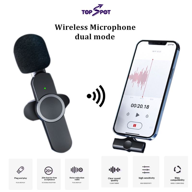 WIRELESS MICROPHONE 5.1 KT10Pro KT-10Pro CLIP ON JEPIT TYPE-C