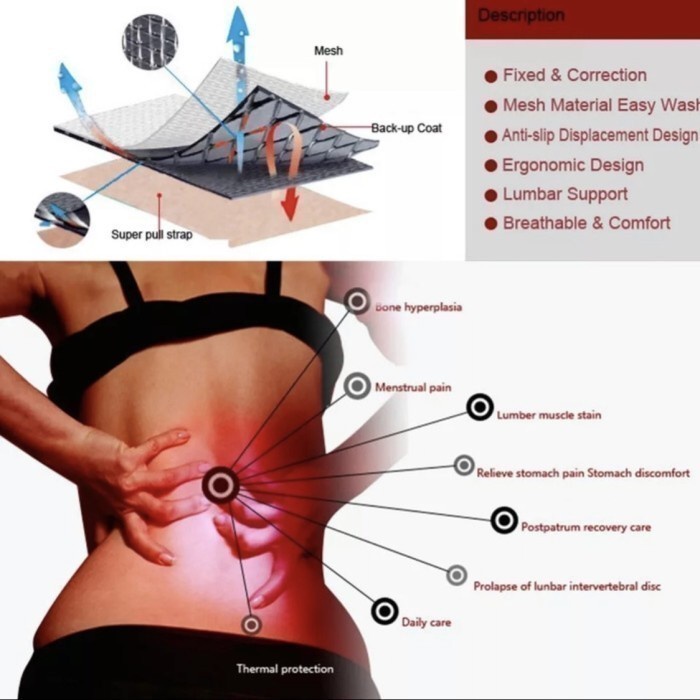 Korset Kesehatan Pinggang Saraf Kejepit Sabuk Pemanas Pinggang Nyeri
