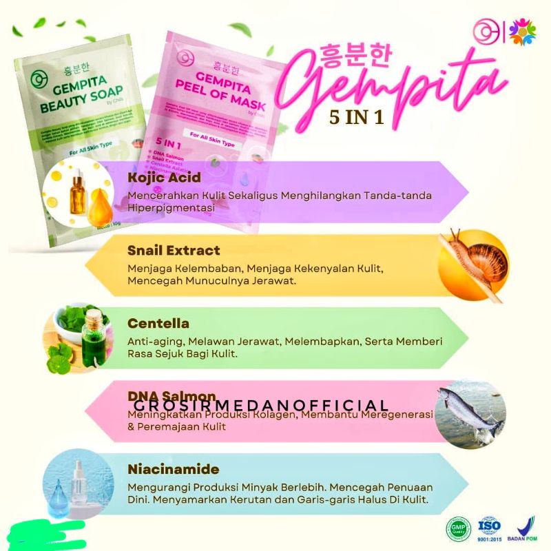 GEMPITA per box SOAP &amp; MASK - SABUN GEL DAN MASKER DNA SALMON - MENCERAHKAN MENGHALUSKAN