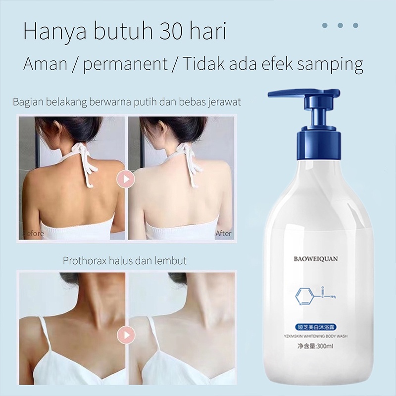 Sabun pemutih badan Sabun mandi cair Whitening body wash 300ML Pemutih permanen Singkirkan kulit kusam kering merinding Memutihkan melembabkan mencerahkan kulit Wangi tahan lama