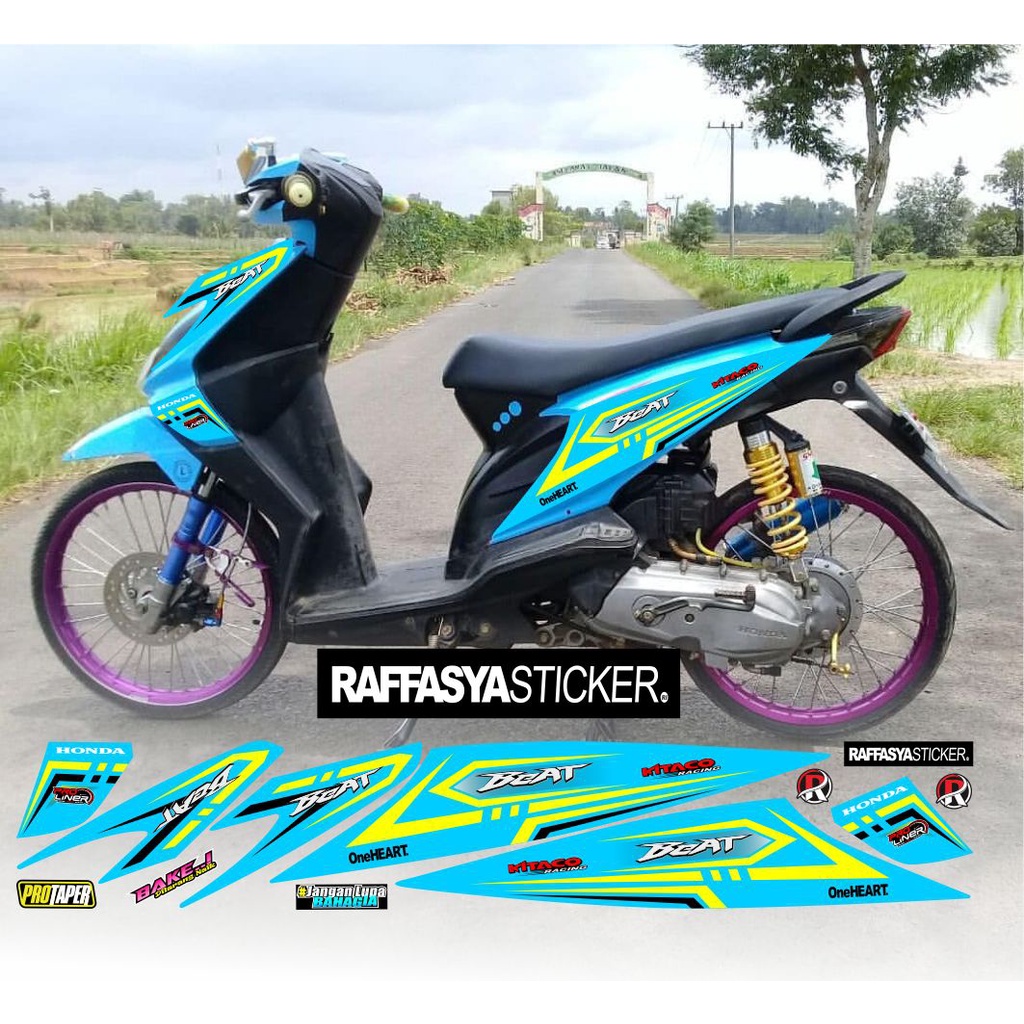 STRIPING VARIASI BEAT KARBU BIRU MUDA STIKER