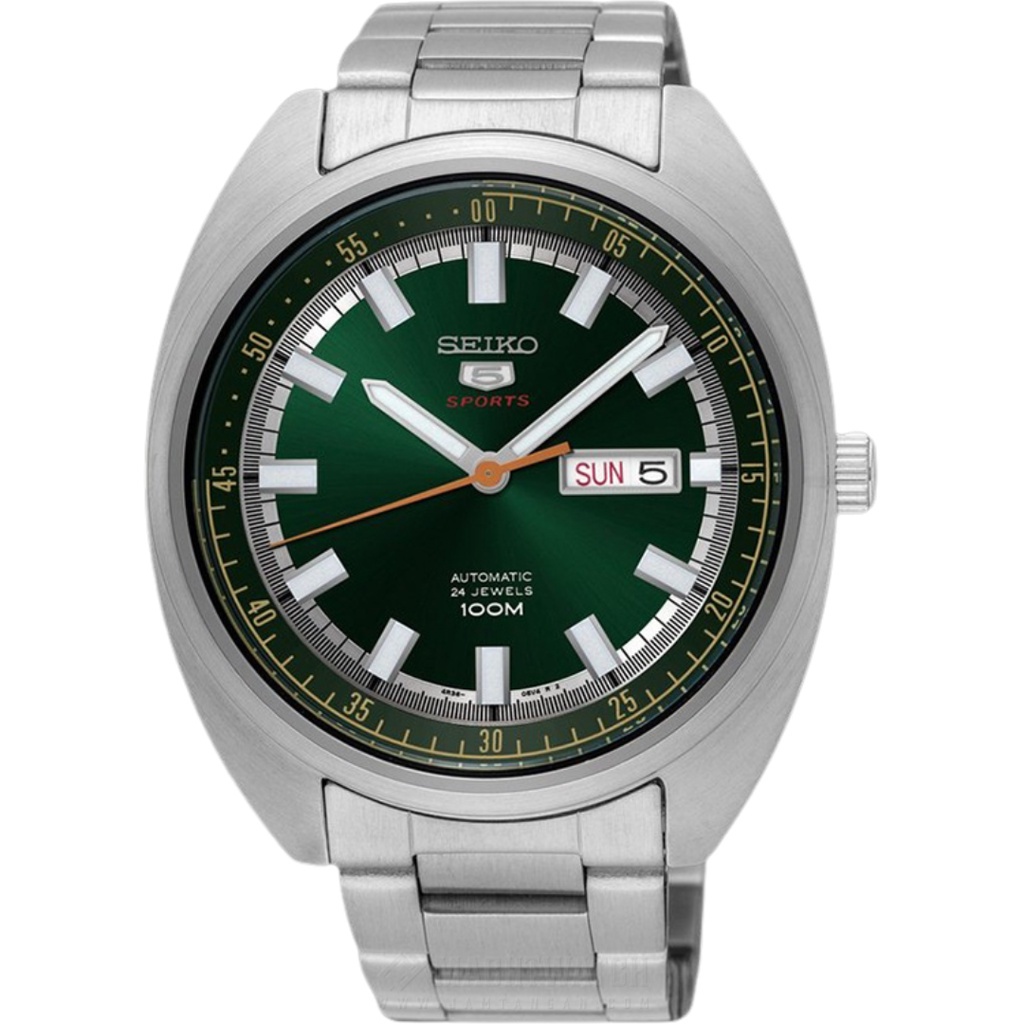JAM TANGAN PRIA SEIKO 5 SRPB13K1 SPORTS TURTLE AUTOMATIC STAINLESS STRAP SILVER GREEN