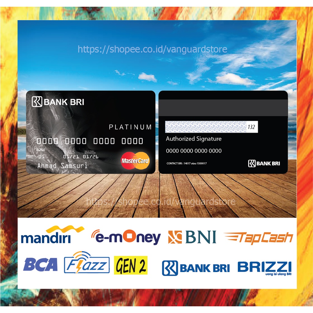 KARTU E MONEY E TOLL KARTU BRI PLATINUM BLACK CARD DEBIT CREDIT EMONEY MANDIRI FLAZZ BCA BNI TAPCASH BRIZZI BRI - 2 SISI